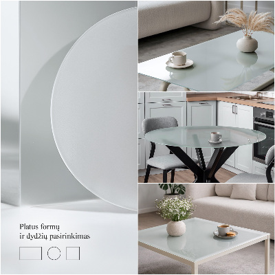 Rechteckige Tischplatte aus Glas Halbtransparente