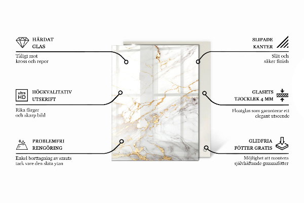 Glas für tischplatte Muster, das Marmor imitiert