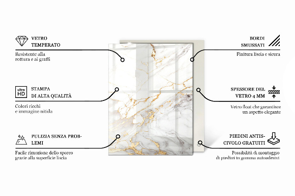 Rechteckige tischplatte Feine Marmoradern