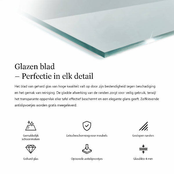 Rechteckige tischplatte transparent