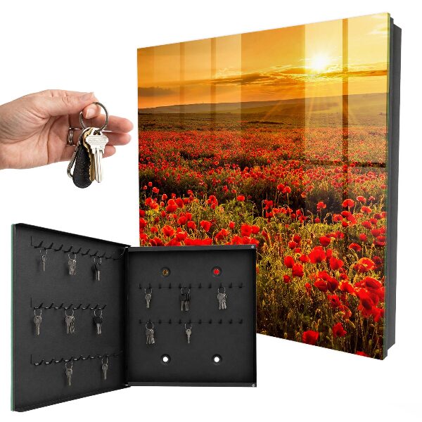Schlüsselbox für die Wand mit Motiv Mohnfelder