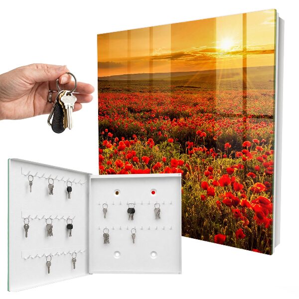 Schlüsselbox für die Wand mit Motiv Mohnfelder