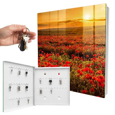 Schlüsselbox für die Wand mit Motiv Mohnfelder