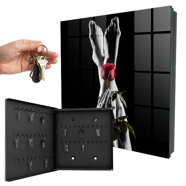 Schlüsselbox für die Wand mit Rosenmotiv in elegantem Design