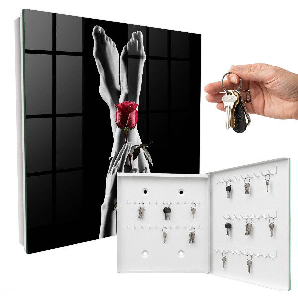 Schlüsselbox für die Wand mit Rosenmotiv in elegantem Design