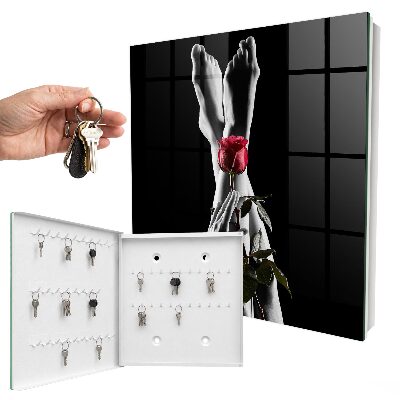 Schlüsselbox für die Wand mit Rosenmotiv in elegantem Design