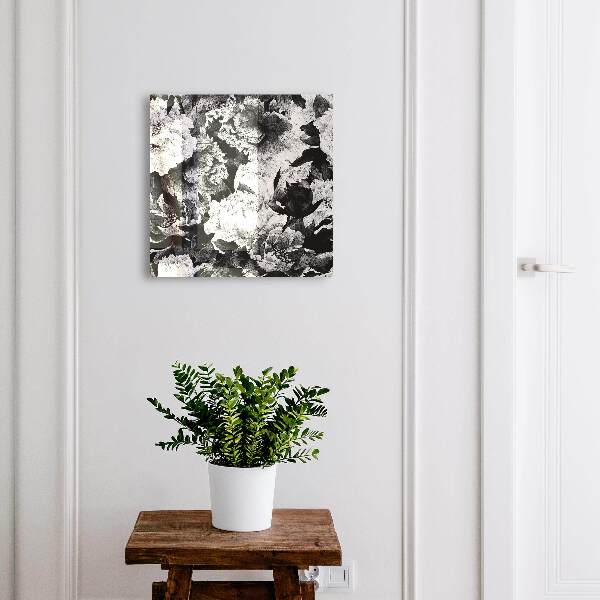 Schlüsselkasten mit Motiv schwarz-weiße Blüten