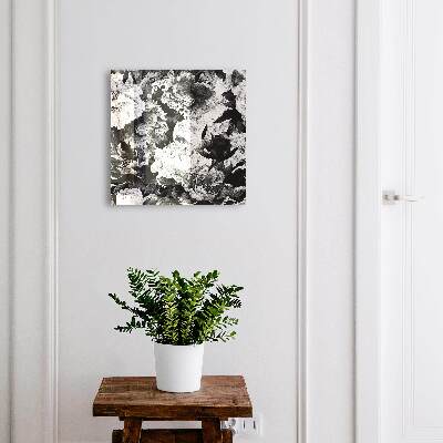 Schlüsselkasten mit Motiv schwarz-weiße Blüten