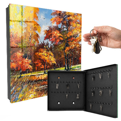 Schlüsselkasten mit Herbstlandschaft-Motiv