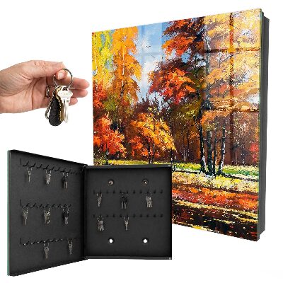 Schlüsselkasten mit Herbstlandschaft-Motiv