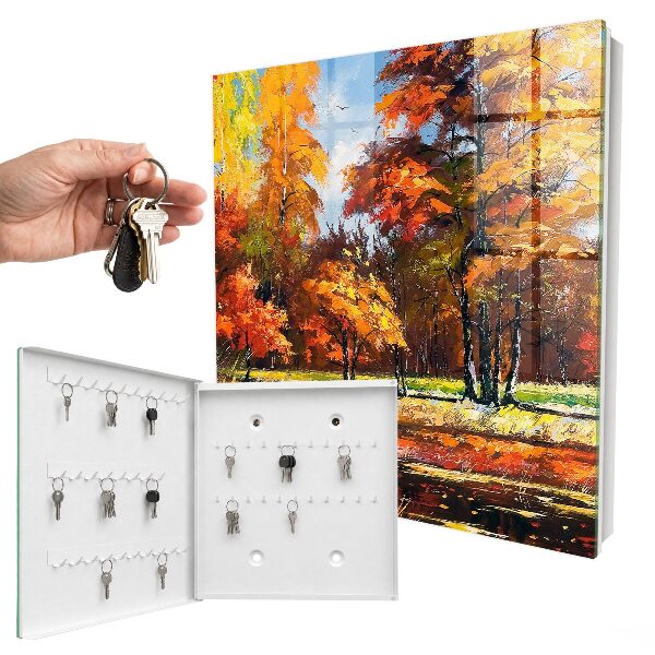 Schlüsselkasten mit Herbstlandschaft-Motiv