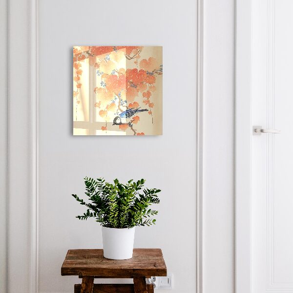 Schlüsselbox für die Wand mit Motiv Vogel und Blätter