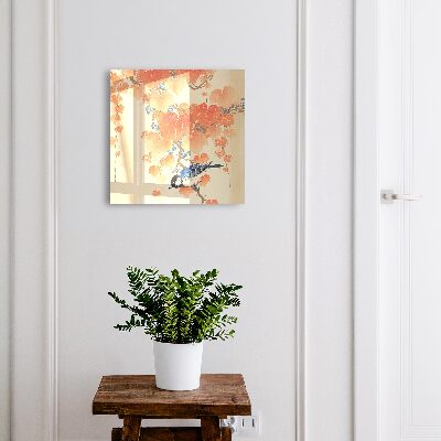 Schlüsselbox für die Wand mit Motiv Vogel und Blätter