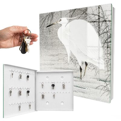 Schlüsselkasten mit Reiher-Motiv