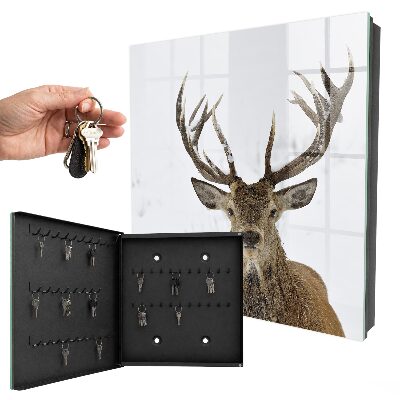 Schlüsselbox mit Winterhirsch Motiv