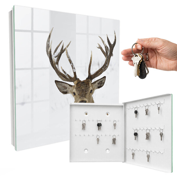 Schlüsselbox mit Winterhirsch Motiv