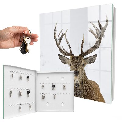 Schlüsselbox mit Winterhirsch Motiv