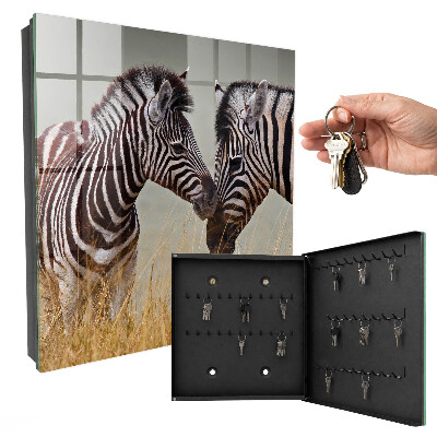 Schlüsselbox mit Motiv Zebras zusammen