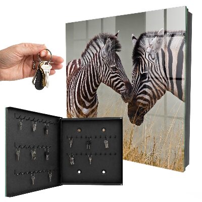 Schlüsselbox mit Motiv Zebras zusammen