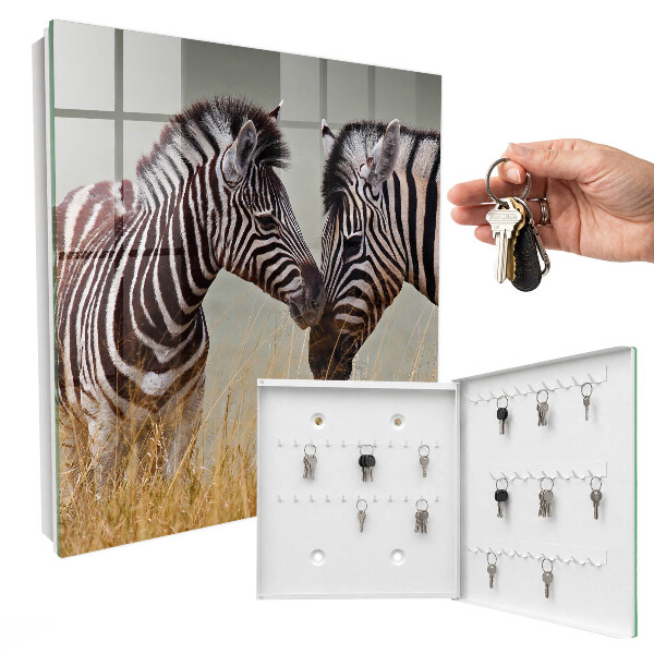 Schlüsselbox mit Motiv Zebras zusammen