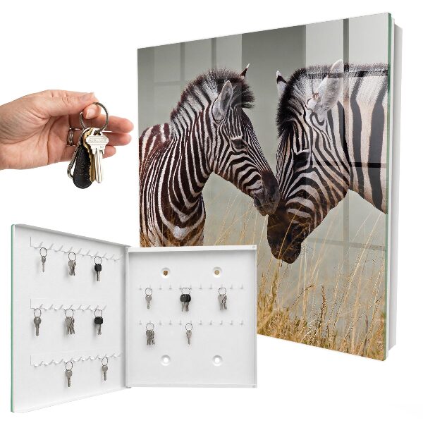 Schlüsselbox mit Motiv Zebras zusammen