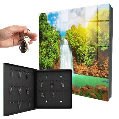 Schlüsselbox zur Wandmontage mit Motiv Tropischer Wasserfall