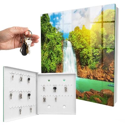 Schlüsselbox zur Wandmontage mit Motiv Tropischer Wasserfall