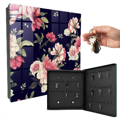 Schlüsselbox für die Wand mit romantischem Blumenmotiv