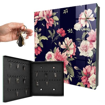 Schlüsselbox für die Wand mit romantischem Blumenmotiv
