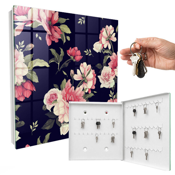 Schlüsselbox für die Wand mit romantischem Blumenmotiv