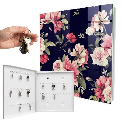 Schlüsselbox für die Wand mit romantischem Blumenmotiv