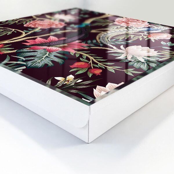 Schlüsselbox zur Wandmontage mit Motiv Blumen und Vögel