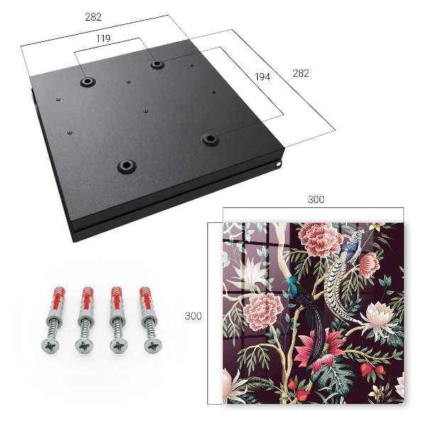 Schlüsselbox zur Wandmontage mit Motiv Blumen und Vögel