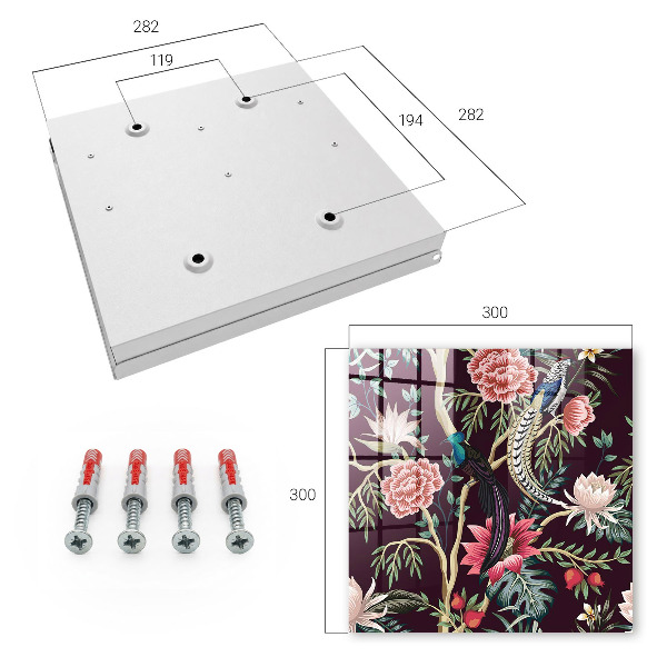 Schlüsselbox zur Wandmontage mit Motiv Blumen und Vögel