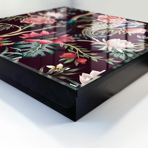 Schlüsselbox zur Wandmontage mit Motiv Blumen und Vögel