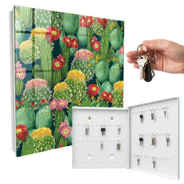 Schlüsselbox mit buntem Gartenmotiv