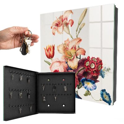Schlüsselkasten mit buntem Blumenmotiv