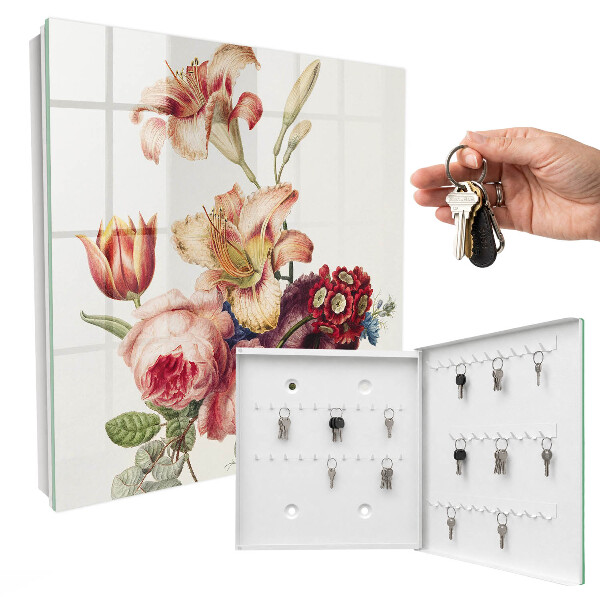 Schlüsselkasten mit buntem Blumenmotiv