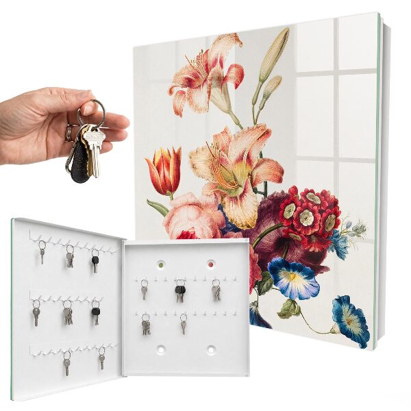 Schlüsselkasten mit buntem Blumenmotiv