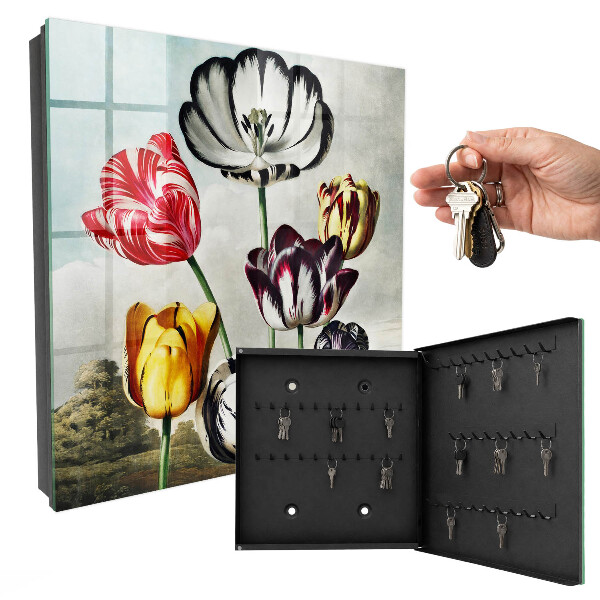 Schlüsselbox im Retro-Tulpen-Design