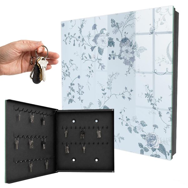 Schlüsselbox zur Wandmontage mit botanischem Blumenmotiv