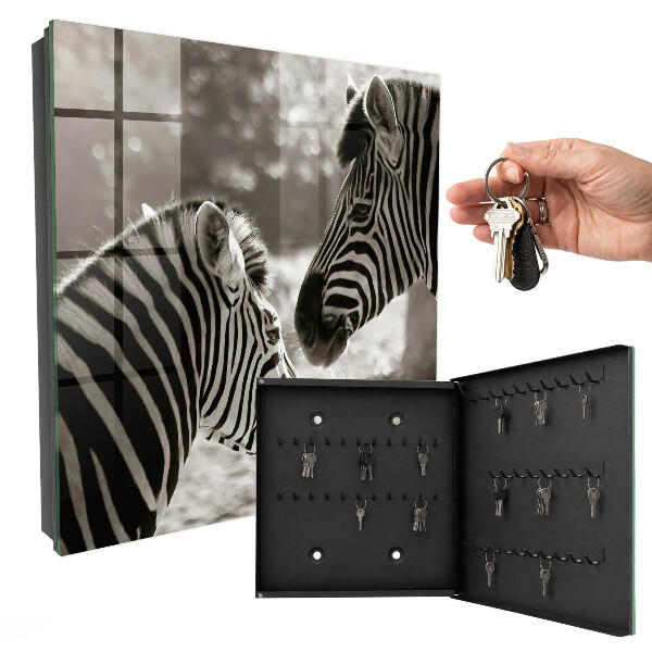 Schlüsselbox mit Motiv Zebras zusammen