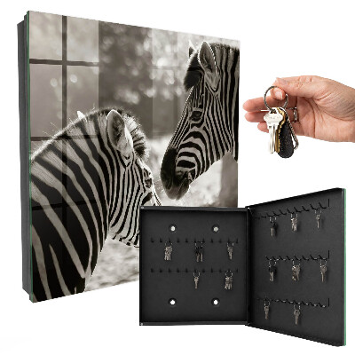 Schlüsselbox mit Motiv Zebras zusammen