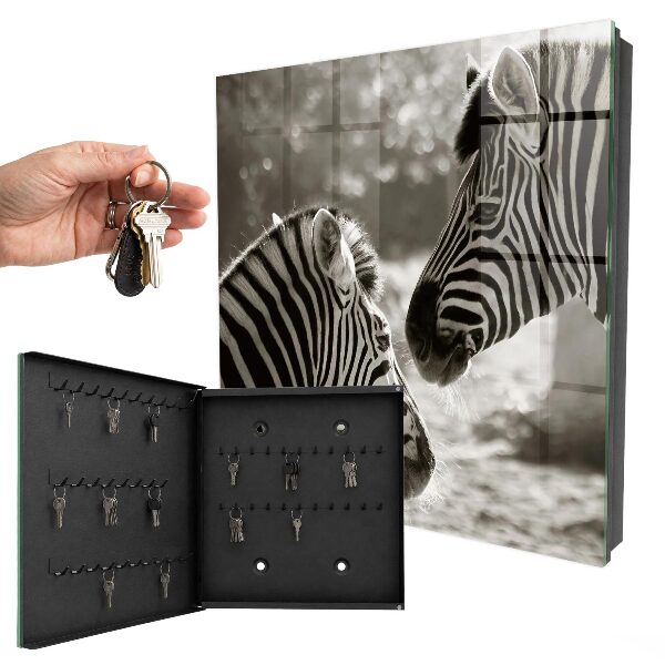 Schlüsselbox mit Motiv Zebras zusammen