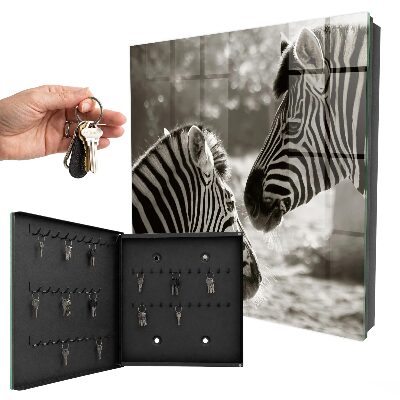 Schlüsselbox mit Motiv Zebras zusammen