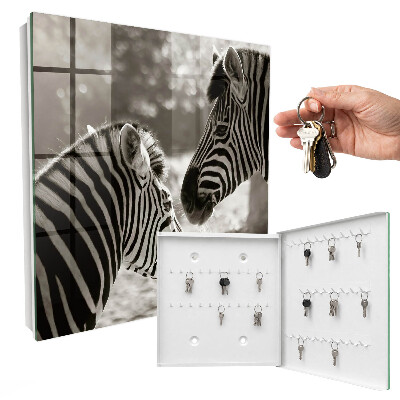 Schlüsselbox mit Motiv Zebras zusammen