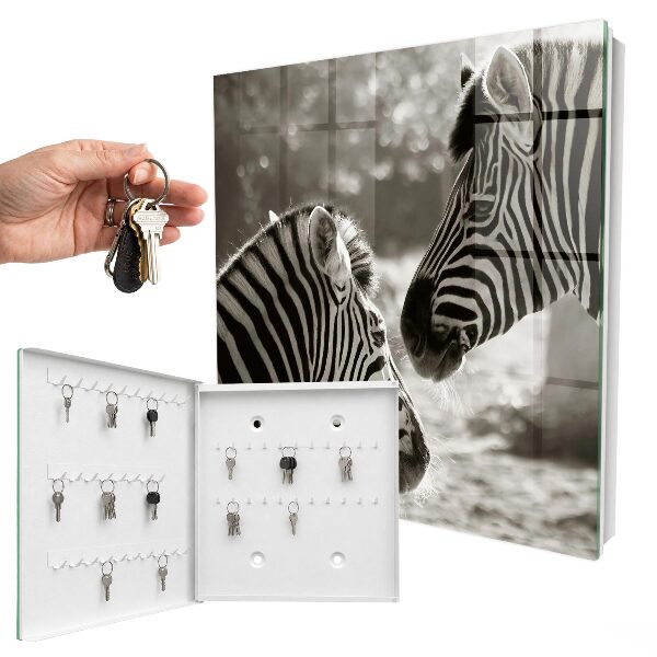 Schlüsselbox mit Motiv Zebras zusammen