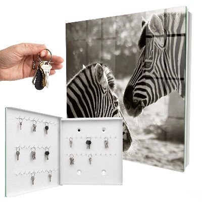 Schlüsselbox mit Motiv Zebras zusammen