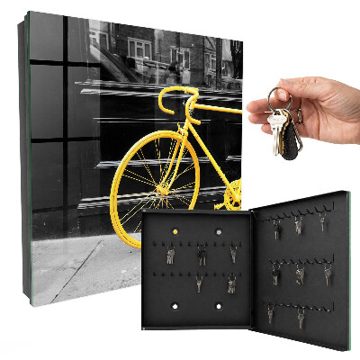 Schlüsselkasten in Gelb mit Fahrrad-Motiv