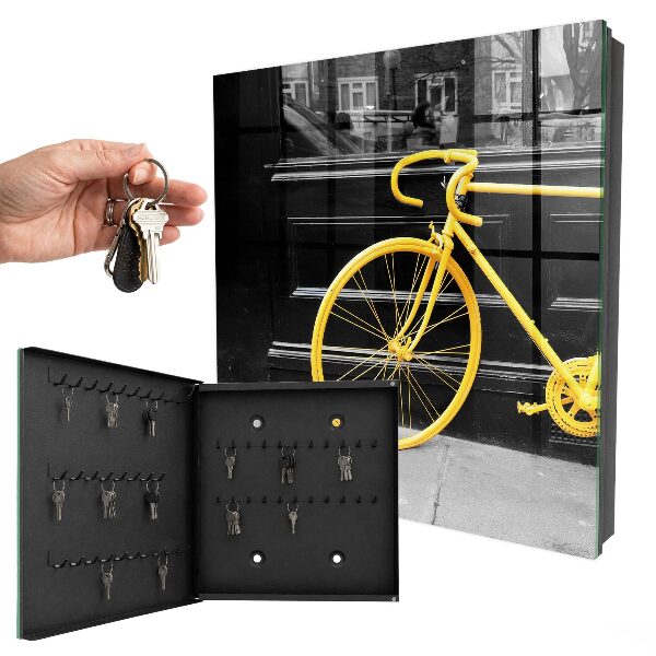 Schlüsselkasten in Gelb mit Fahrrad-Motiv